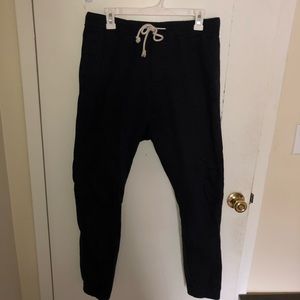 Navy Blue Cotton Twill Joggers